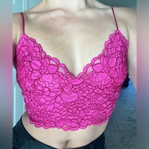Pink Lace Crop Top - Express
